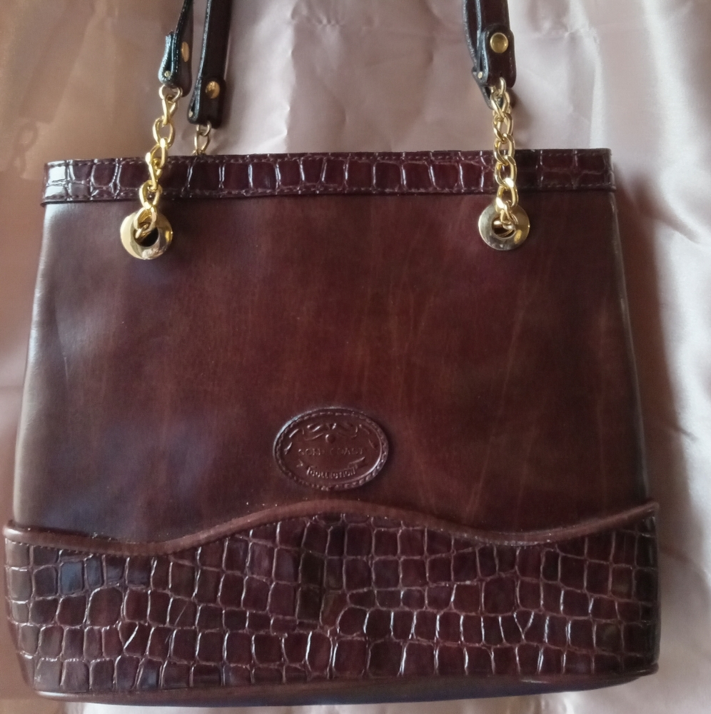 Gold Coast Faux Leather with Croc embossed and Chain Detail Vintage purse